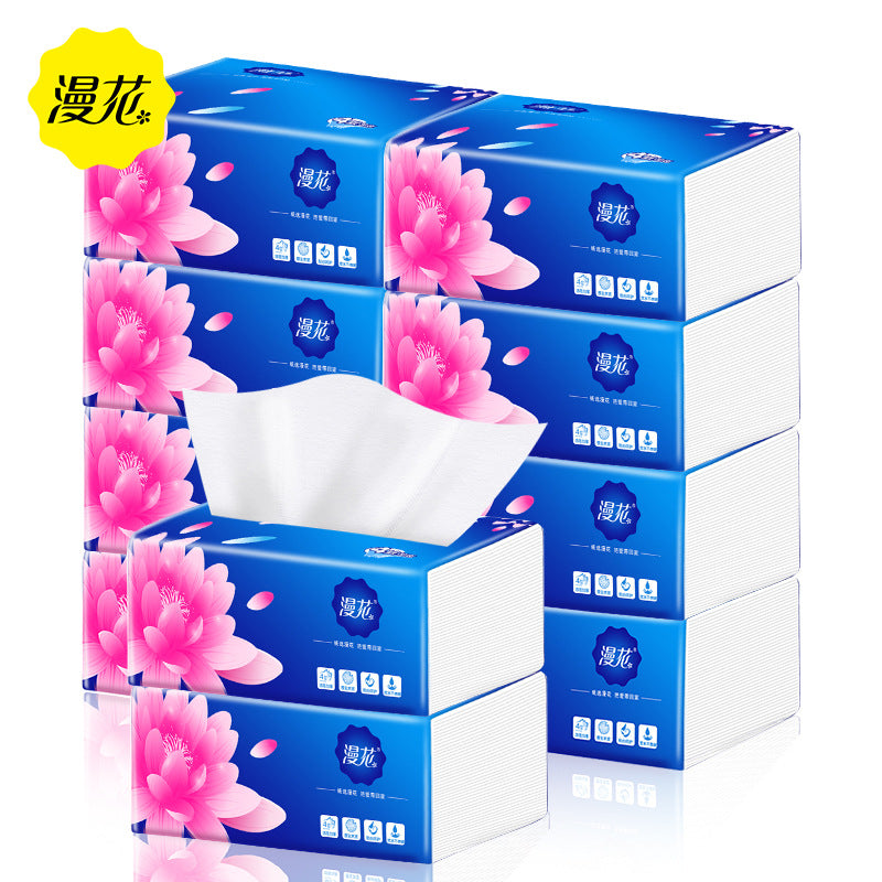 漫花抽纸272张*10包家庭装餐巾纸四层卫生面巾纸抽取擦手纸巾代发